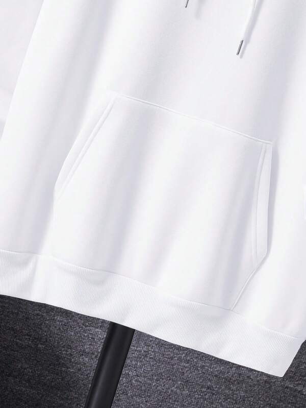 Men Plus Chinese Dragon & Slogan Graphic Drawstring Hoodie