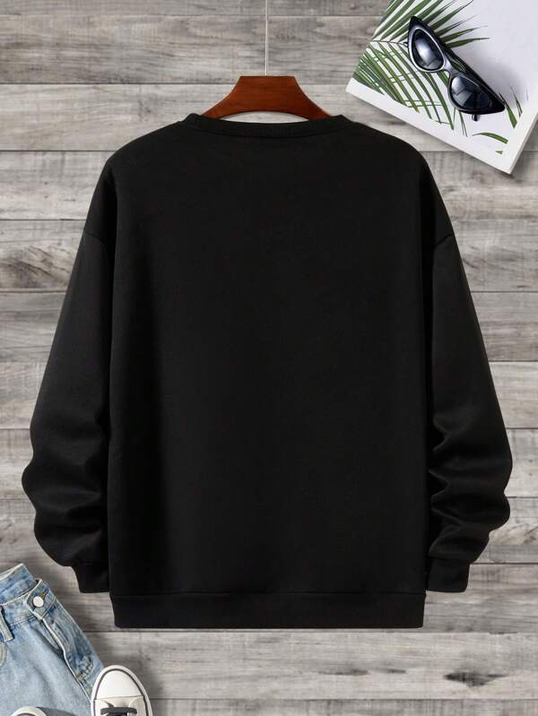 Men Plus Solid Thermal Lined Sweatshirt