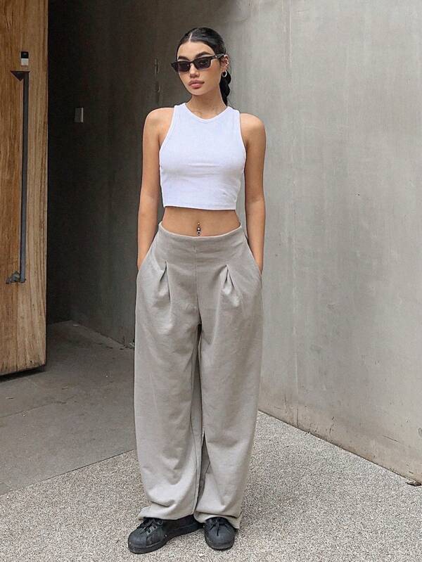 Solid Slant Pocket Sweatpants