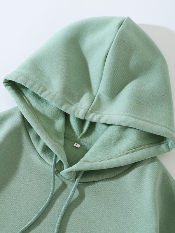 Solid Thermal Lined Drawstring Hoodie
