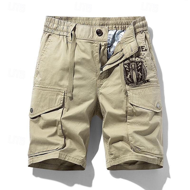 Carefree Interlude X Joshua Jo Men's Vintage Drawstring Graphic Skull Motorcycle Vacation Cargo Shorts