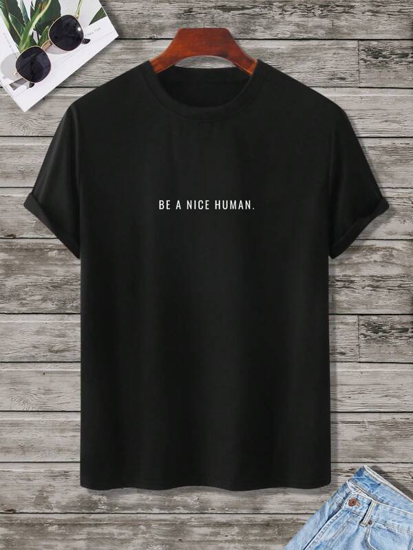 Men Slogan Graphic Tee