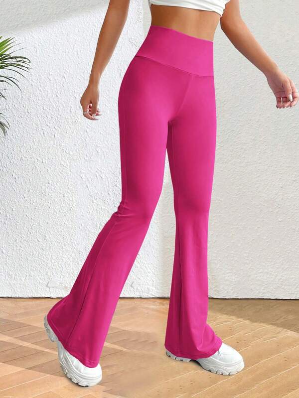 Wide Waistband Flare Leg Pants