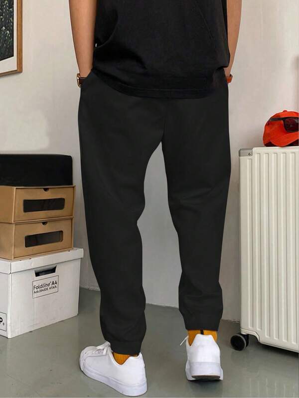 Men Playing Card Print Drawstring Waist Sweatpants