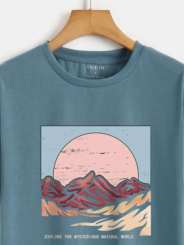 Mountain And Slogan Graphic Tee