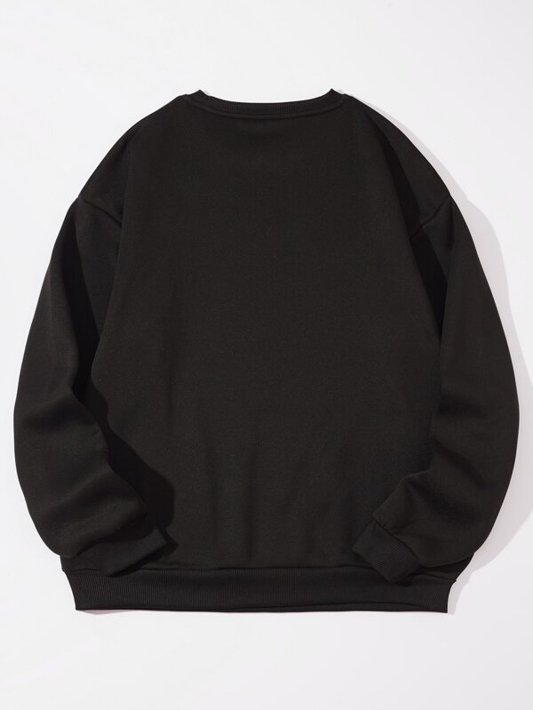 Men Car & Letter Graphic Thermal Pullover