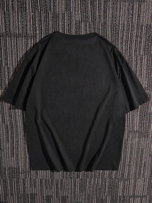 Men Japanese Letter & Car Print Tee