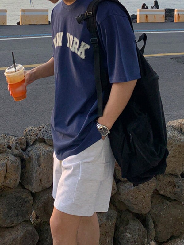 Men Letter Graphic Drop Shoulder Tee