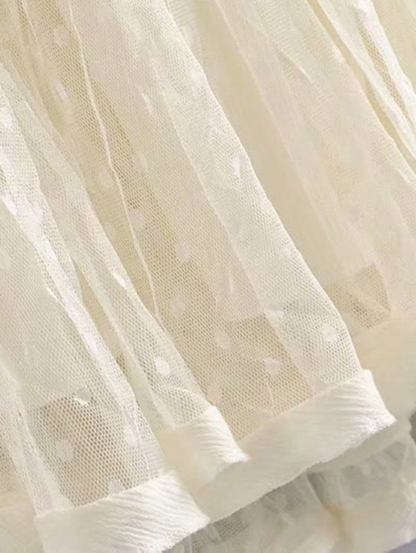 WYWH Dobby Mesh Self-Tie Ruffled Halter Dress