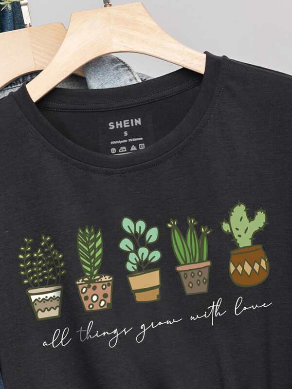 Plants And Slogan Graphic Tee