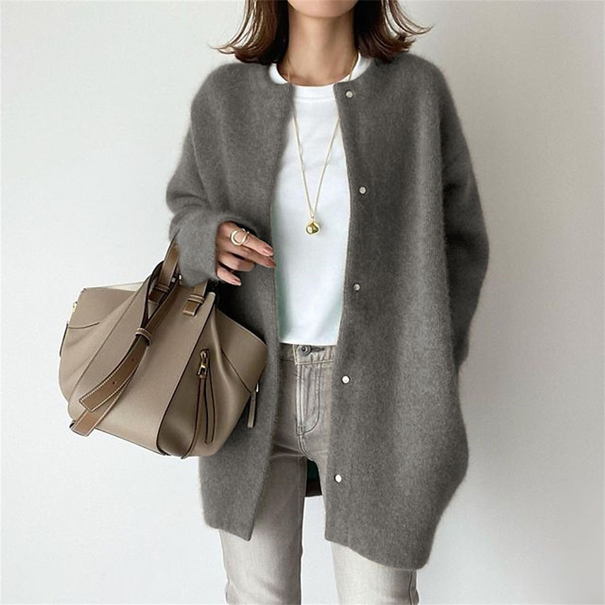 Women's Casual Jacket Fall Winter Wool Blend Regular Coat Windproof Warm Casual Daily Street Jacket Long Sleeve