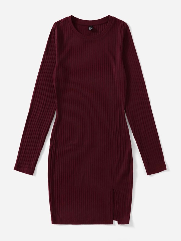 Privé Ribbed Knit Split Hem Dress