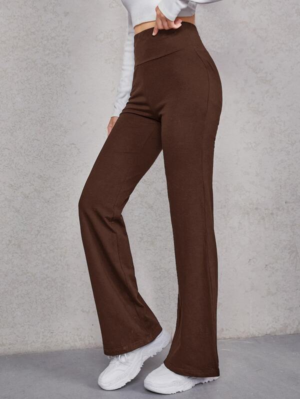 Wide Waistband Flare Leg Pants