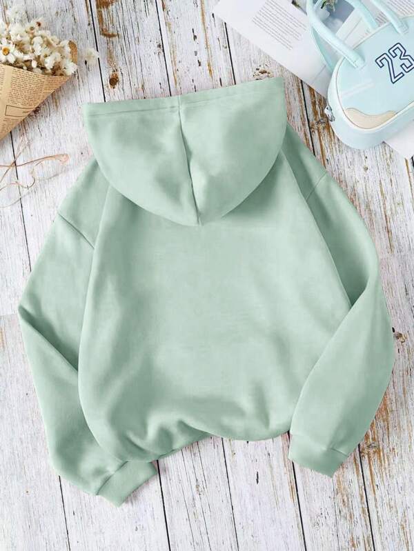 Solid Kangaroo Pocket Drawstring Thermal Lined Hoodie