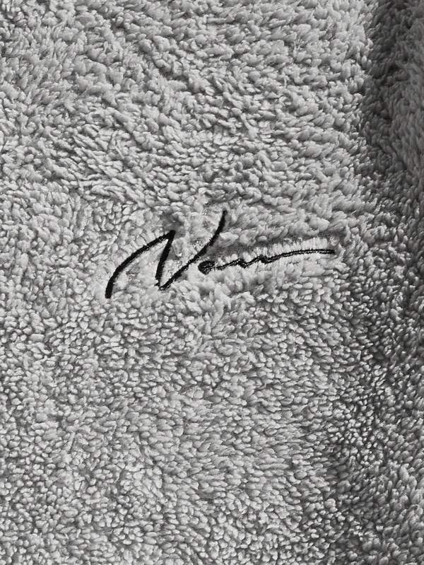 Men Letter Embroidery Half Zip Teddy Hoodie