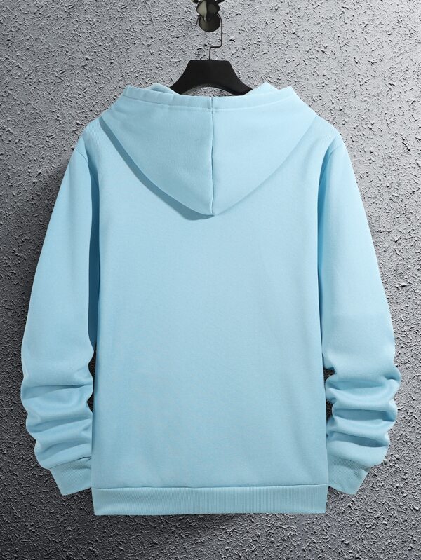 Men Kangaroo Pocket Drawstring Thermal Hoodie