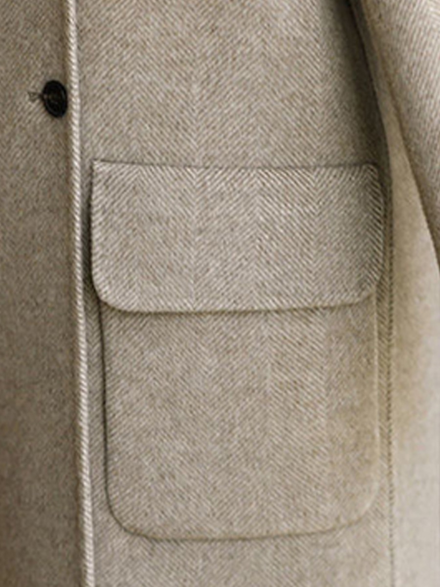 Women's Coat Winter Long Pea Coat Windproof Over Coat with Pockets Maillard Warm Fall Trench Coat Modern Casual Trendy Jacket Long Sleeve