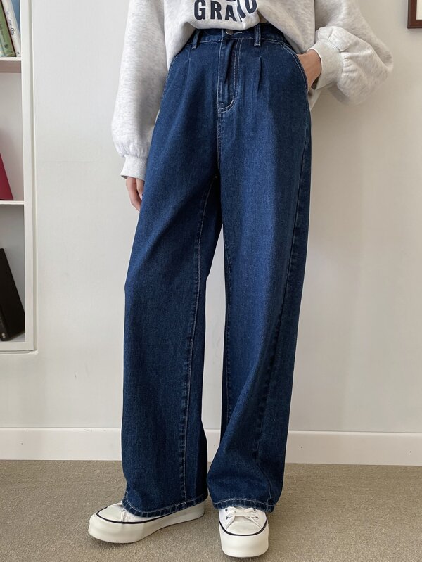 High Waist Slant Pocket Jeans