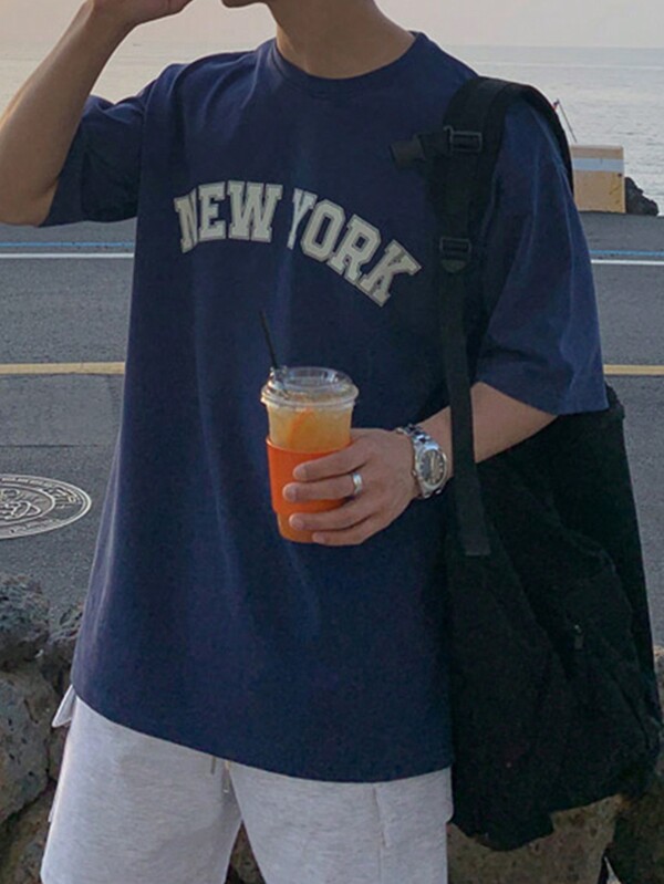 Men Letter Graphic Drop Shoulder Tee