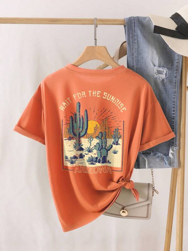 Cactus And Slogan Graphic Tee
