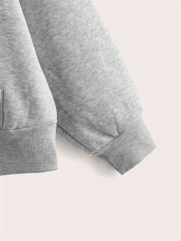 Zip Up Drop Shoulder Drawstring Thermal Lined Hoodie