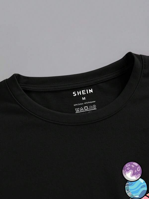 Men Cotton Planet Print Tee