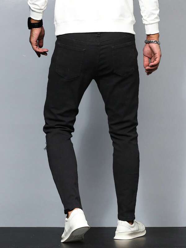 Men Ripped Frayed Skinny Jeans