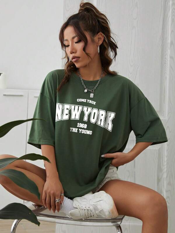 Letter Graphic Drop Shoulder Tee