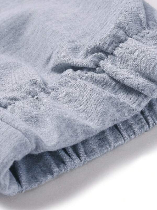 Men Letter Patched Drawstring Waist Sweatpants