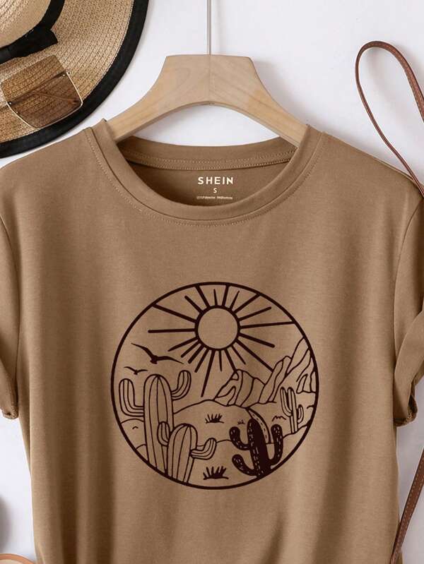 Mountain And Sun Print Tee
