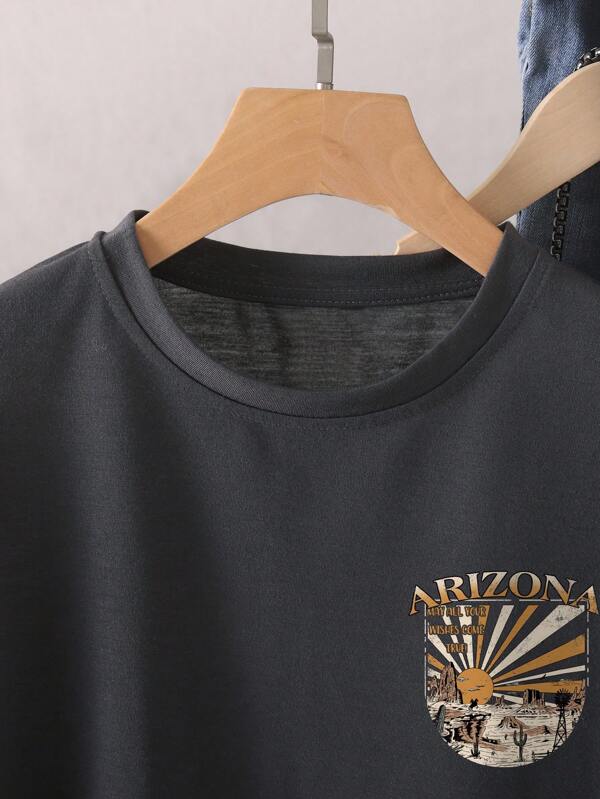 Desert & Letter Print Tee