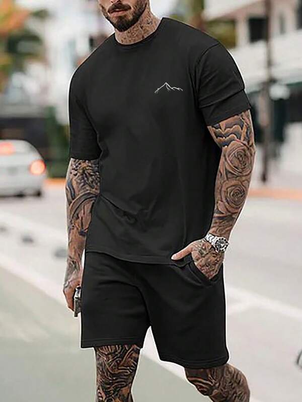 Men Cotton Mountain Print Tee