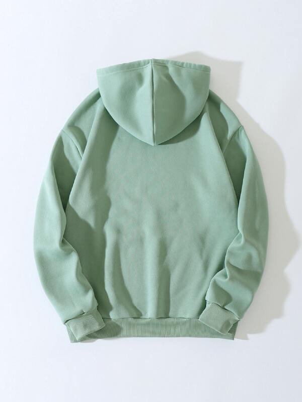 Solid Thermal Lined Drawstring Hoodie