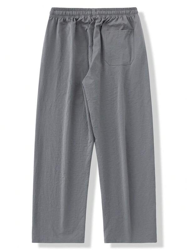 Men Drawstring Waist Straight Leg Pants