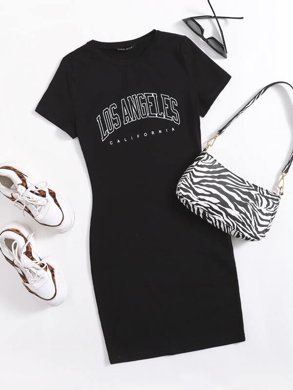 Letter Graphic Bodycon Dress