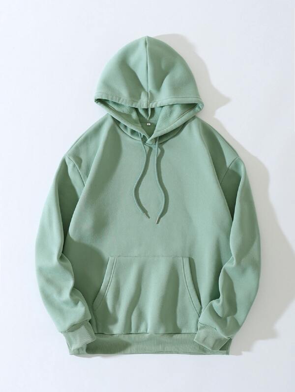 Solid Thermal Lined Drawstring Hoodie