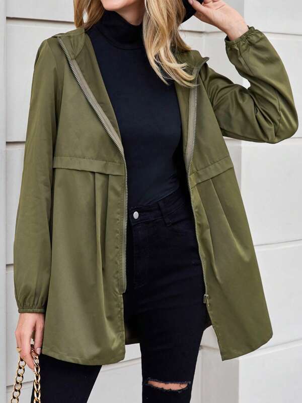 Zip Up Hooded Coat