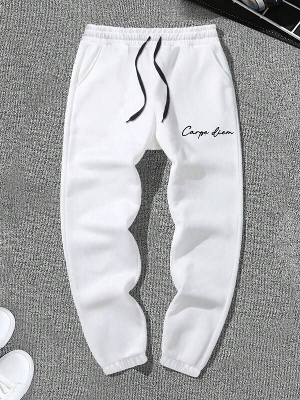 Men Letter Graphic Drawstring Waist Sweatpants