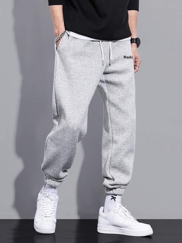 Men Letter Graphic Drawstring Waist Sweatpants