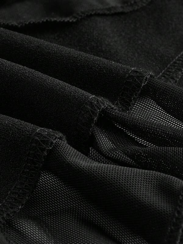 Solid Ruffle Trim Tie Backless Halter Dress