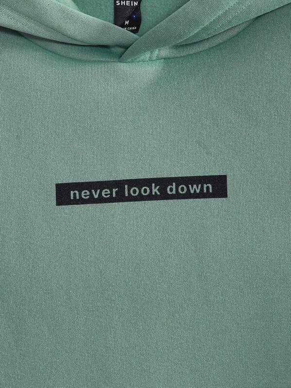 Men Slogan Graphic Kangaroo Pocket Hoodie