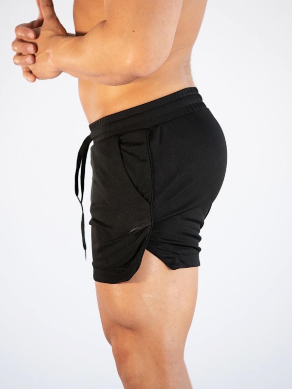Men Solid Drawstring Waist Shorts