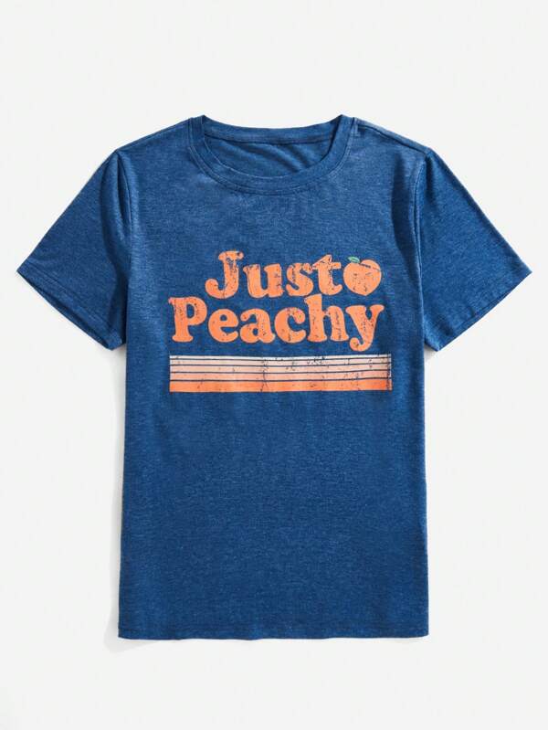 Peach & Letter Graphic Tee