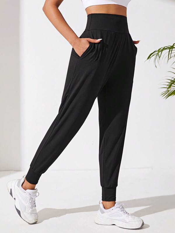 Daily&Casual Solid Slant Pocket Sports Pants
