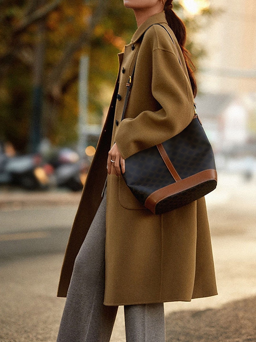 Women's Wool Blend Coat Winter Coat Long Pea Coat Fall Single Breasted Overcoat with Pockets Windproof Warm Trench Coat Casual Jacket Long Sleeve