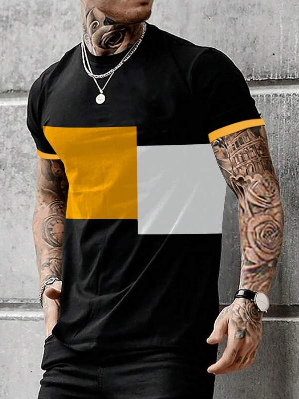 Men Color Block Tee