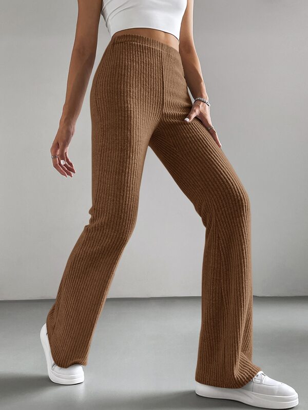 Elastic Waist Flare Leg Pants