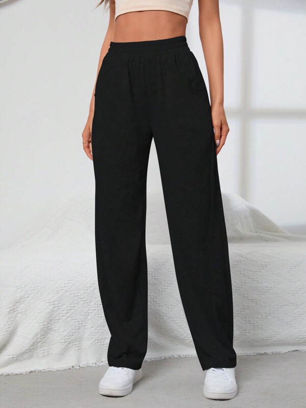 Slant Pocket Elastic Waist Sweatpants