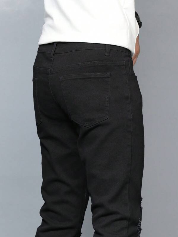 Men Ripped Frayed Skinny Jeans