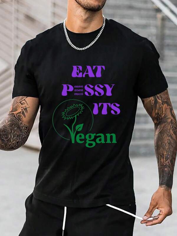 Men Slogan Graphic Tee